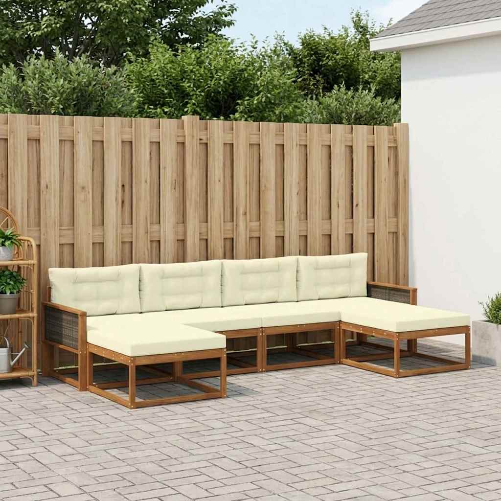 Set di divani da esterno con cuscino 6 pcs Naturale e Crema | homemem39