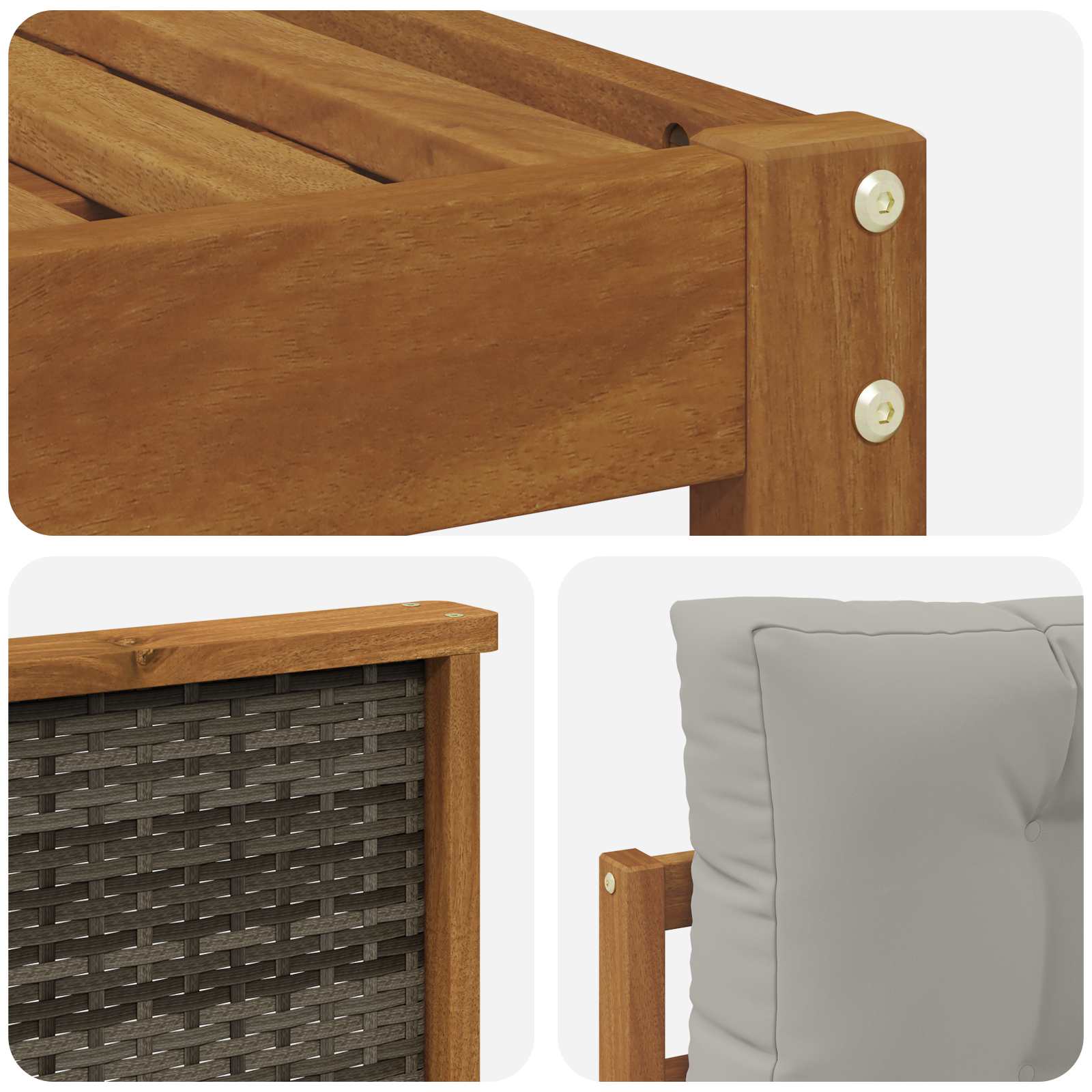 Set di divani da esterno 6 pcs Naturale e Grigio Chiaro | homemem39
