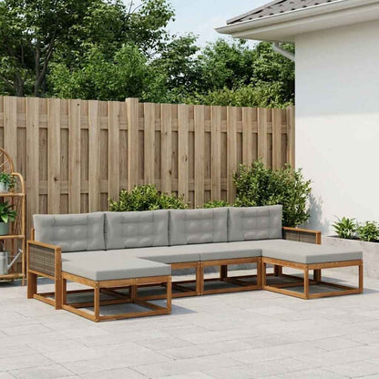 Set di divani da esterno 6 pcs Naturale e Grigio Chiaro