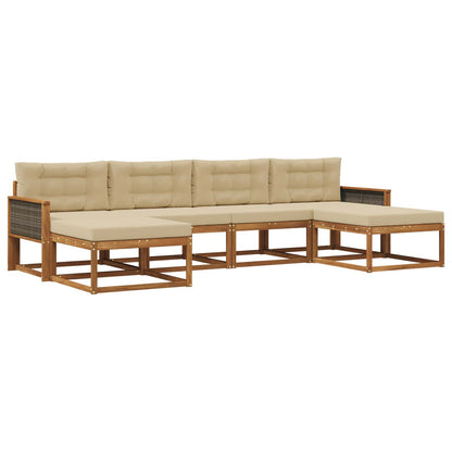 Set di divani da esterno con cuscino 6 pcs Naturale e Beige | homemem39