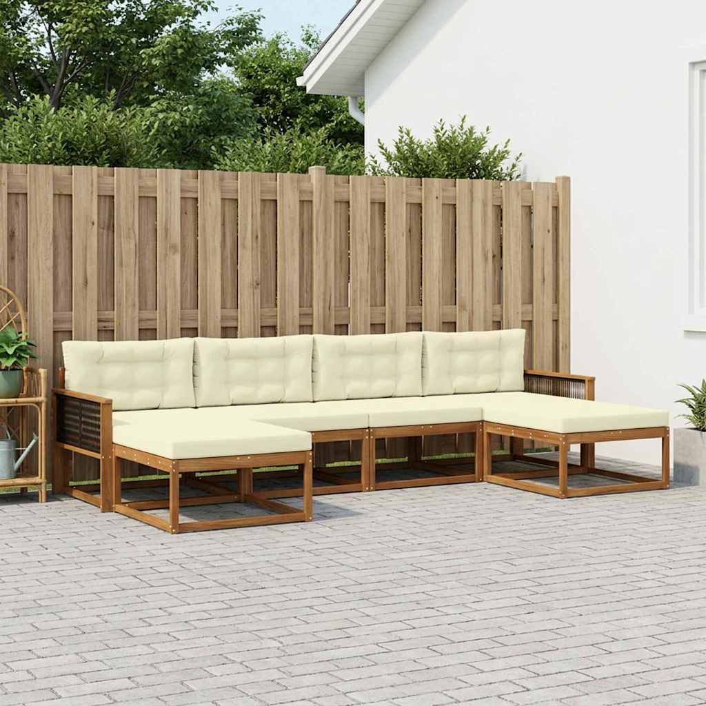 Set di divani da esterno con cuscino 6 pcs Naturale e Crema | homemem39