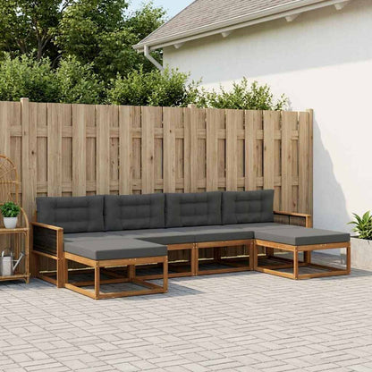 Set di divani da esterno con cuscino 6 pcs Naturale e Antracite