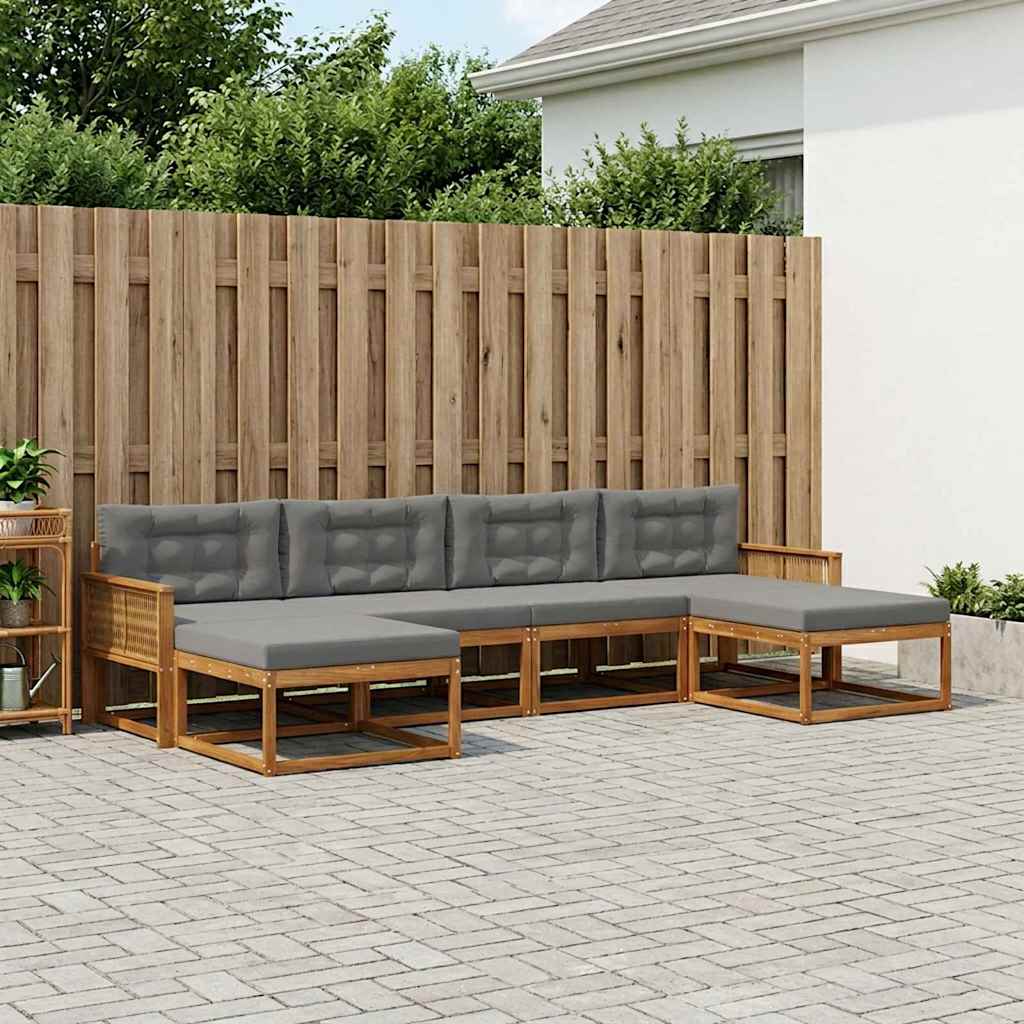 Set di divani da esterno con cuscino 6 pcs Naturale e Antracite