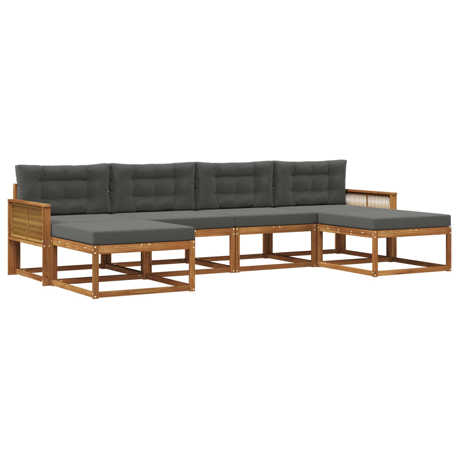 Set di divani da esterno con cuscino 6 pcs Naturale e Antracite | homemem39