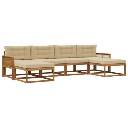 Set di divani da esterno con cuscino 6 pcs Naturale e Beige