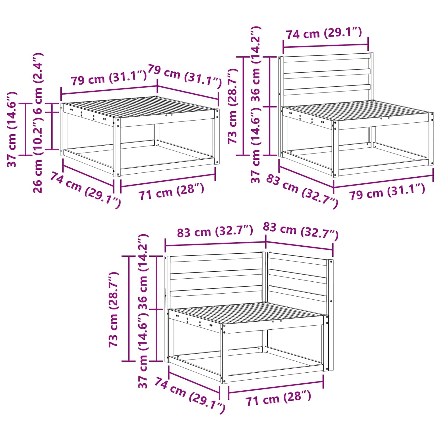 Set di divani da esterno 8 pcs Naturale | homemem39