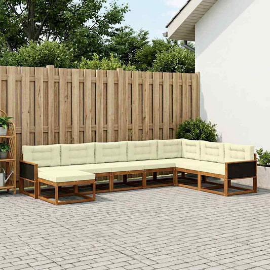 Set di divani da esterno con cuscino 8 pcs Naturale e Crema | homemem39
