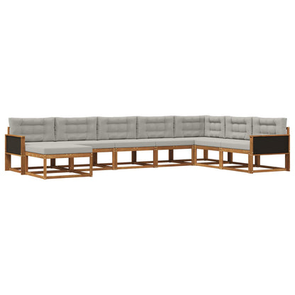 Set di divani da esterno 8 pcs Naturale e Grigio Chiaro