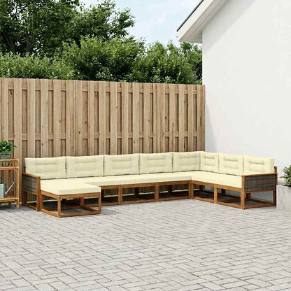Set di divani da esterno con cuscino 8 pcs Naturale e Crema | homemem39