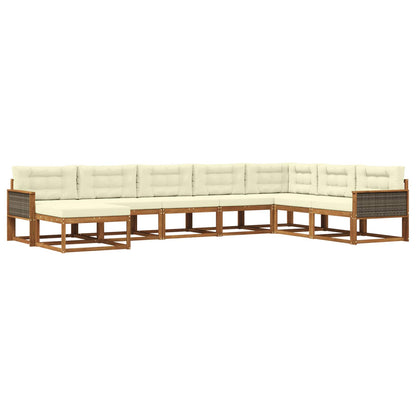 Set di divani da esterno con cuscino 8 pcs Naturale e Crema | homemem39