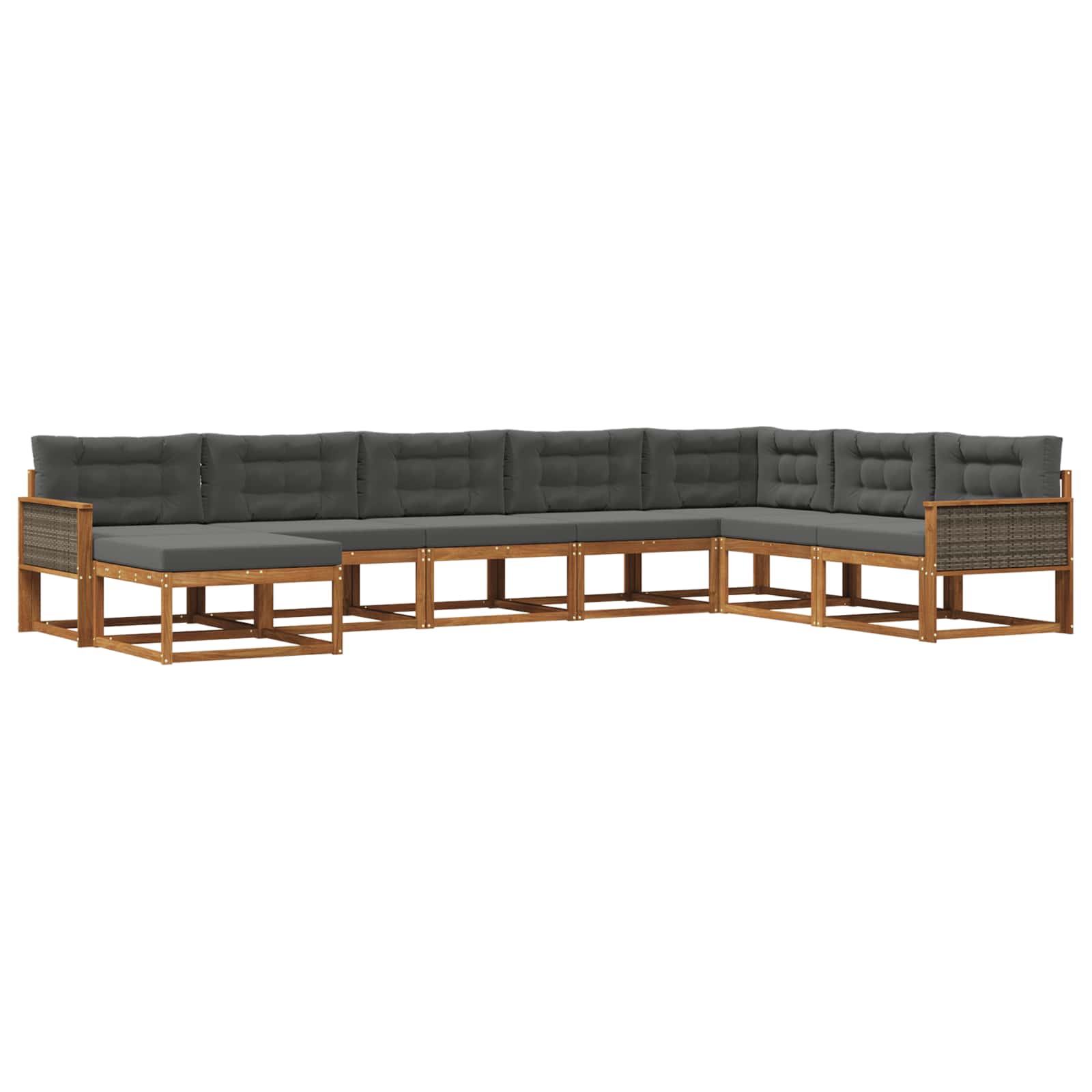 Set di divani da esterno con cuscino 8 pcs Naturale e Antracite | homemem39