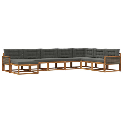 Set di divani da esterno con cuscino 8 pcs Naturale e Antracite | homemem39