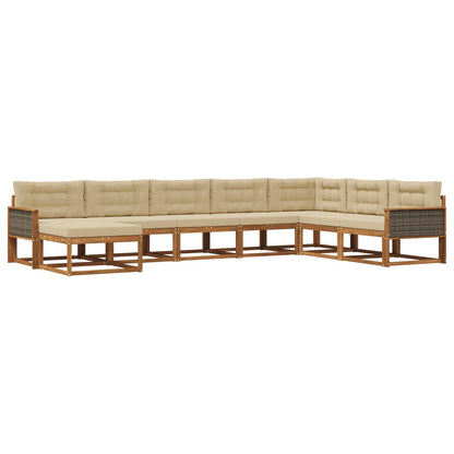 Set di divani da esterno con cuscino 8 pcs Naturale e Beige | homemem39