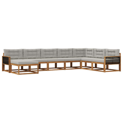 Set di divani da esterno 8 pz Naturale e Grigio Chiaro