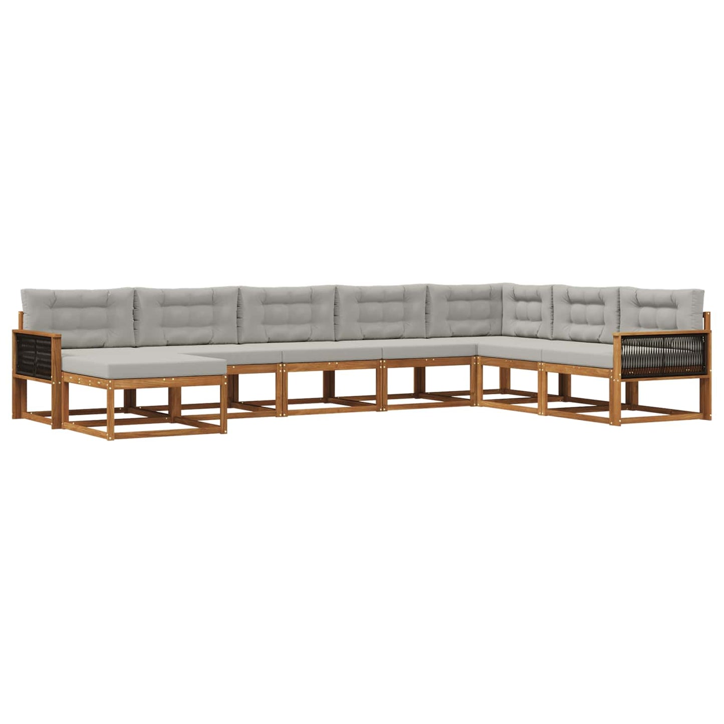 Set di divani da esterno 8 pcs Naturale e Grigio Chiaro