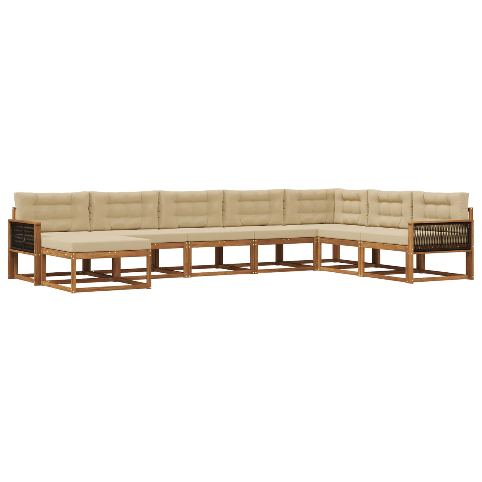 Set di divani da esterno con cuscino 8 pcs Naturale e Beige | homemem39