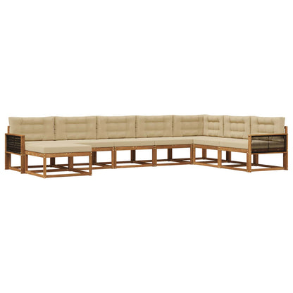 Set di divani da esterno con cuscino 8 pcs Naturale e Beige | homemem39