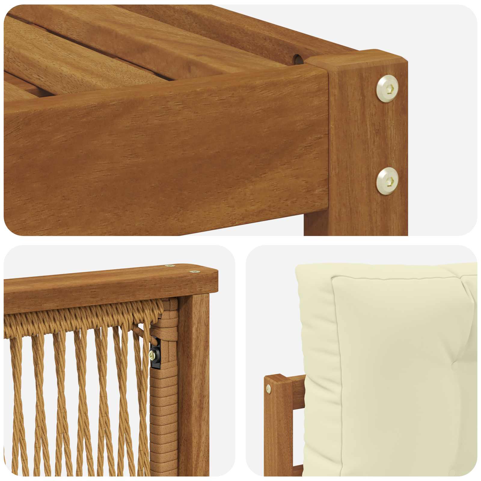Set di divani da esterno con cuscino 8 pcs Naturale e Crema | homemem39