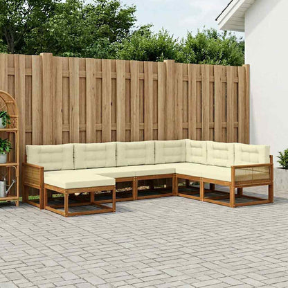 Set di divani da esterno con cuscino 8 pcs Naturale e Crema | homemem39
