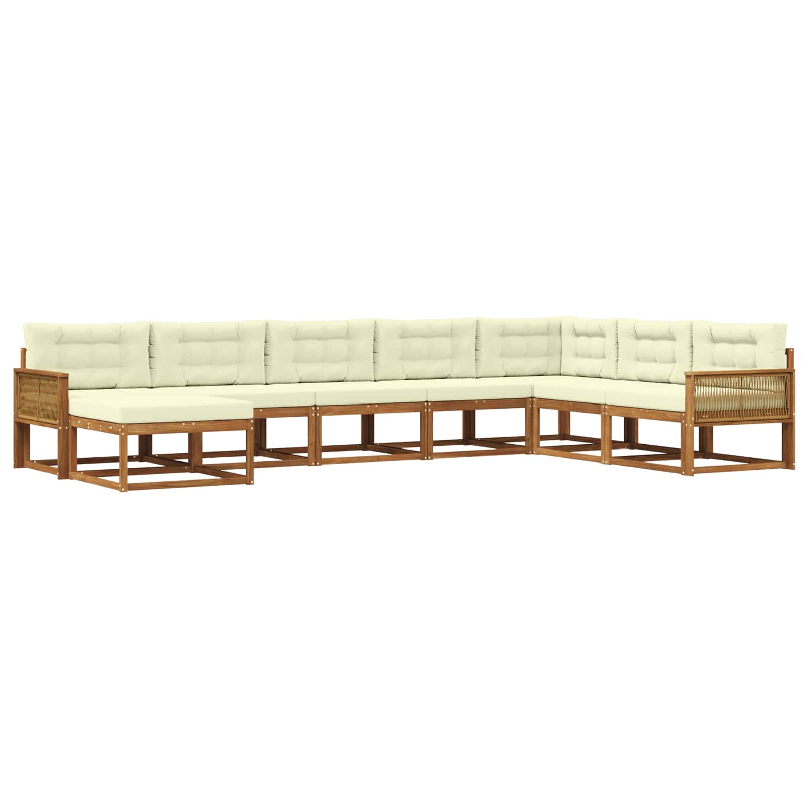 Set di divani da esterno con cuscino 8 pcs Naturale e Crema | homemem39
