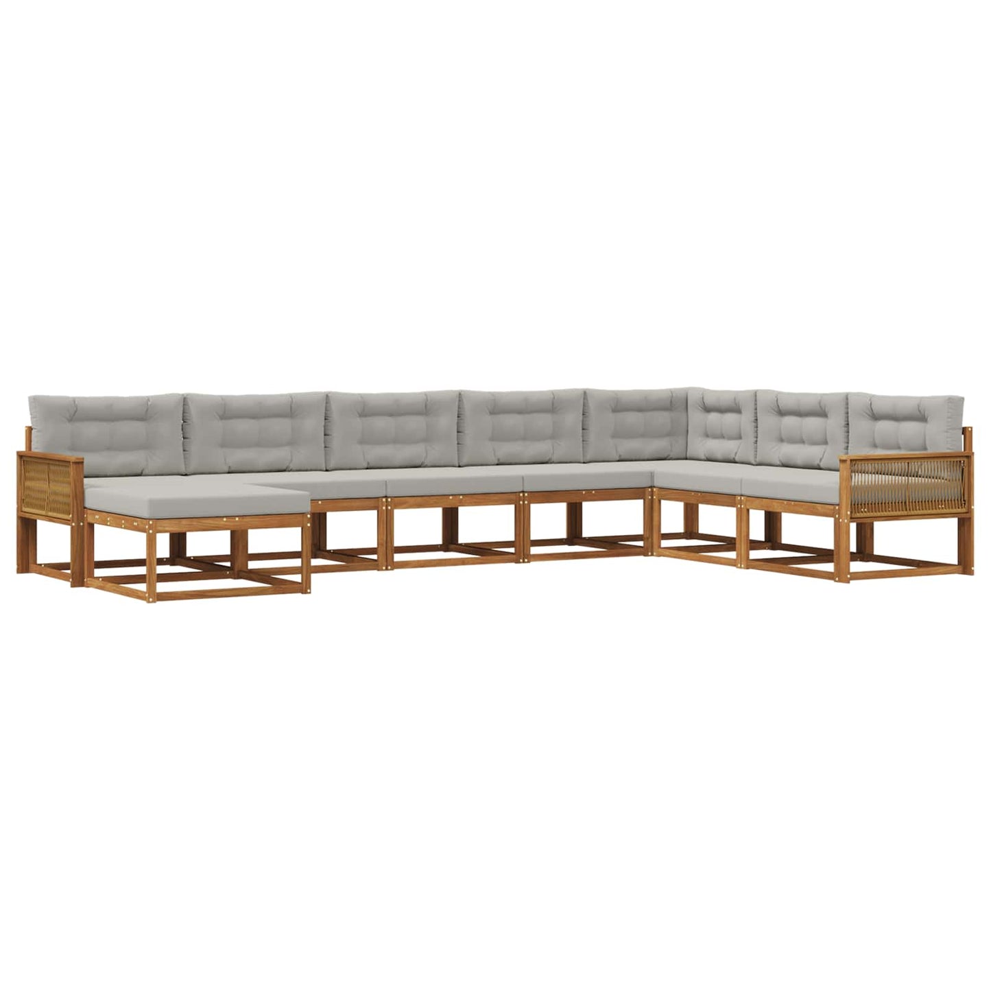 Set di divani da esterno 8 pcs Naturale e Grigio Chiaro