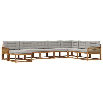 Set di divani da esterno 8 pcs Naturale e Grigio Chiaro