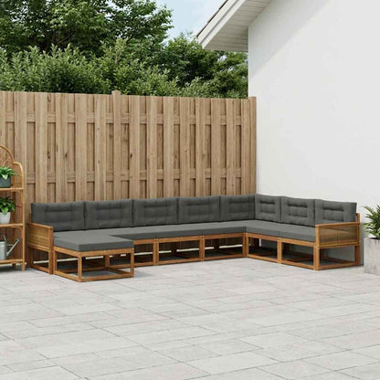 Set di divani da esterno con cuscino 8 pcs Naturale e Antracite | homemem39