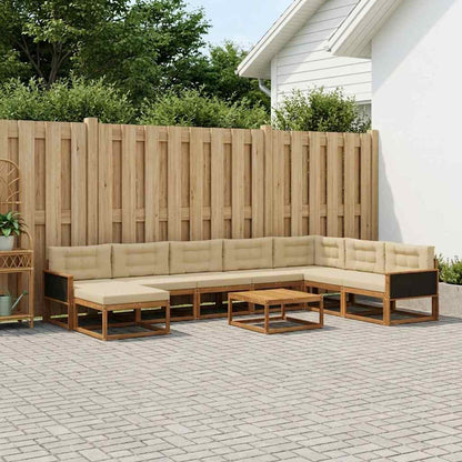 Set di divani da esterno con cuscino 9 pcs Naturale e Beige