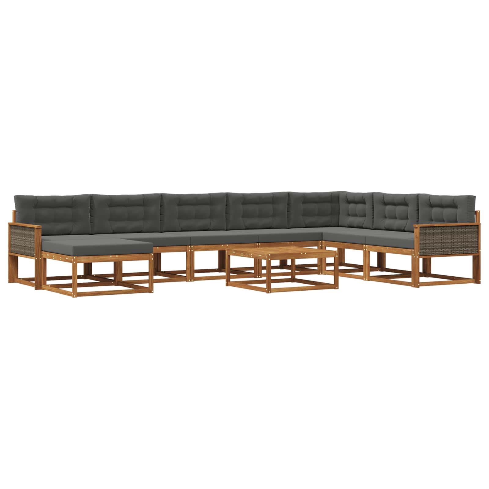 Set di divani da esterno con cuscino 9 pcs Naturale e Antracite | homemem39