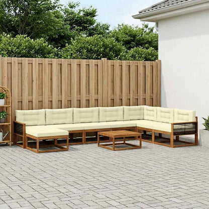 Set di divani da esterno con cuscino 9 pcs Naturale e Crema | homemem39