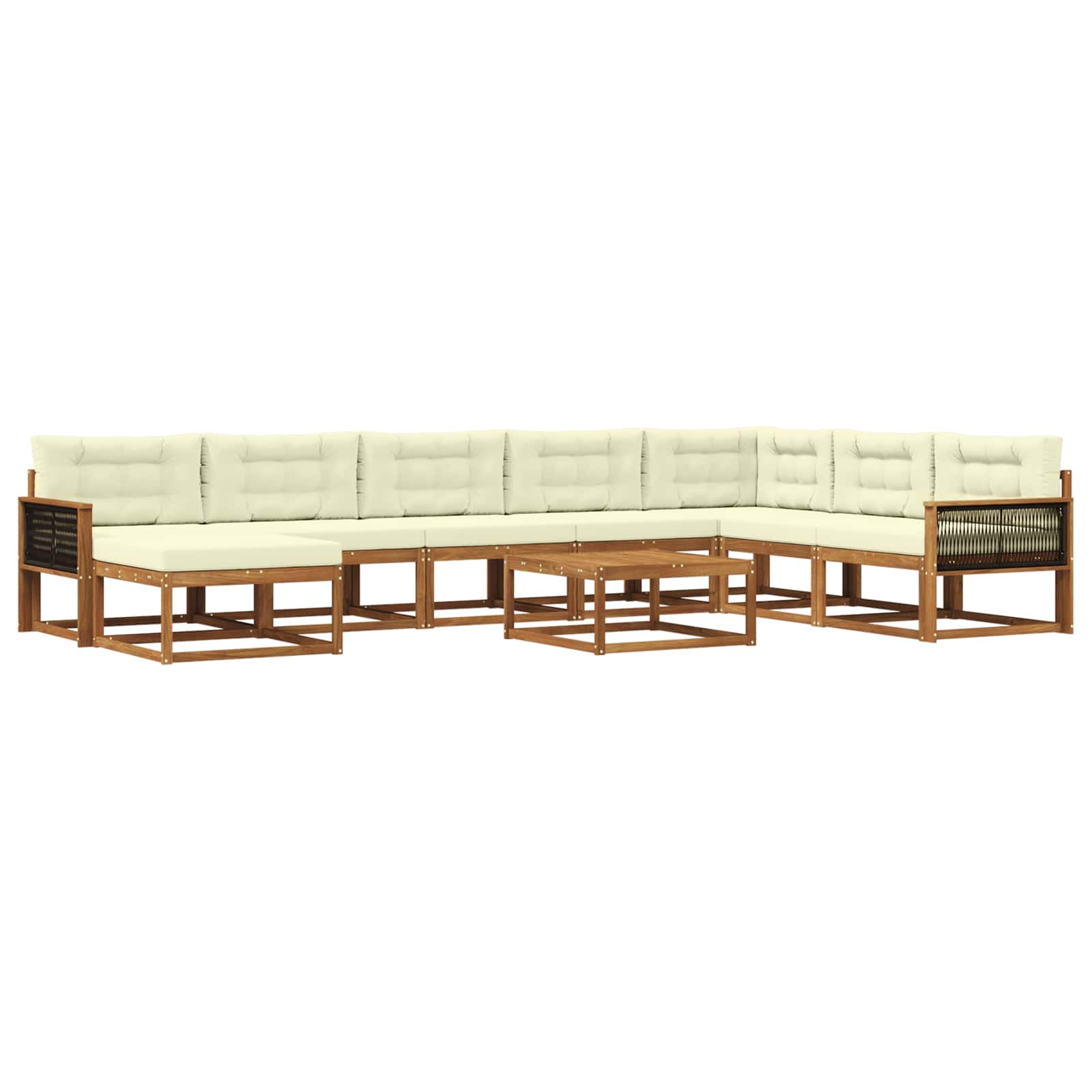 Set di divani da esterno con cuscino 9 pcs Naturale e Crema | homemem39