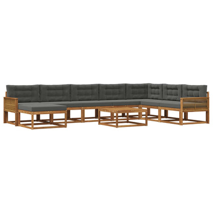 Set di divani da esterno con cuscino 9 pcs Naturale e Antracite | homemem39