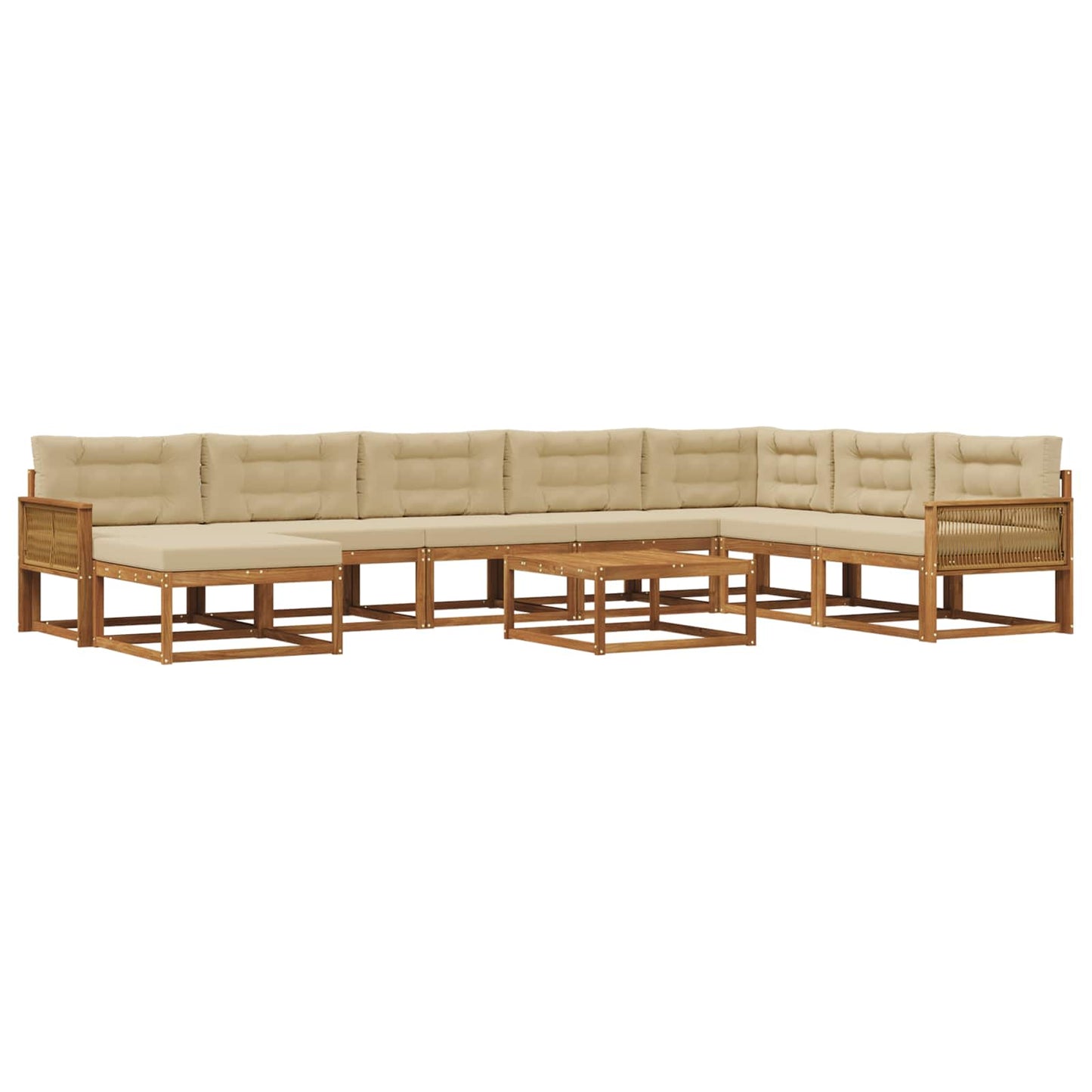 Set di divani da esterno con cuscino 9 pcs Naturale e Beige | homemem39
