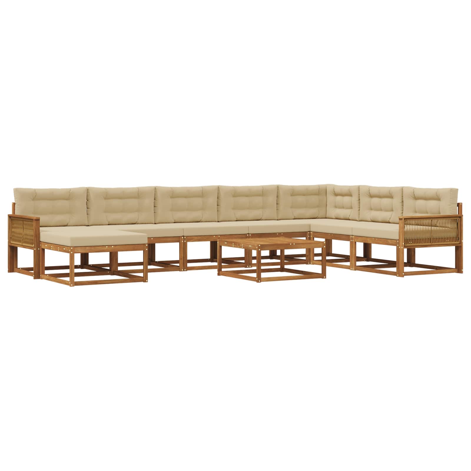 Set di divani da esterno con cuscino 9 pcs Naturale e Beige | homemem39