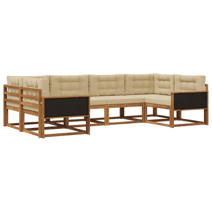 Set di divani da esterno con cuscino 6 pcs Naturale e Beige | homemem39