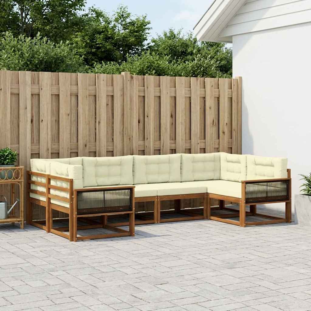 Set di divani da esterno con cuscino 6 pcs Naturale e Crema | homemem39