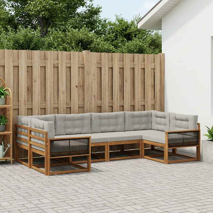 Set di divani da esterno 6 pcs Naturale e Grigio Chiaro