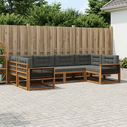 Set di divani da esterno con cuscino 6 pcs Naturale e Antracite | homemem39