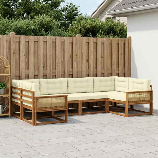 Set di divani da esterno con cuscino 6 pcs Naturale e Crema | homemem39