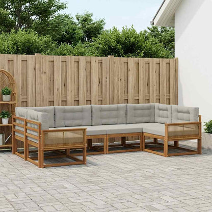 Set di divani da esterno 6 pcs Naturale e Grigio Chiaro | homemem39