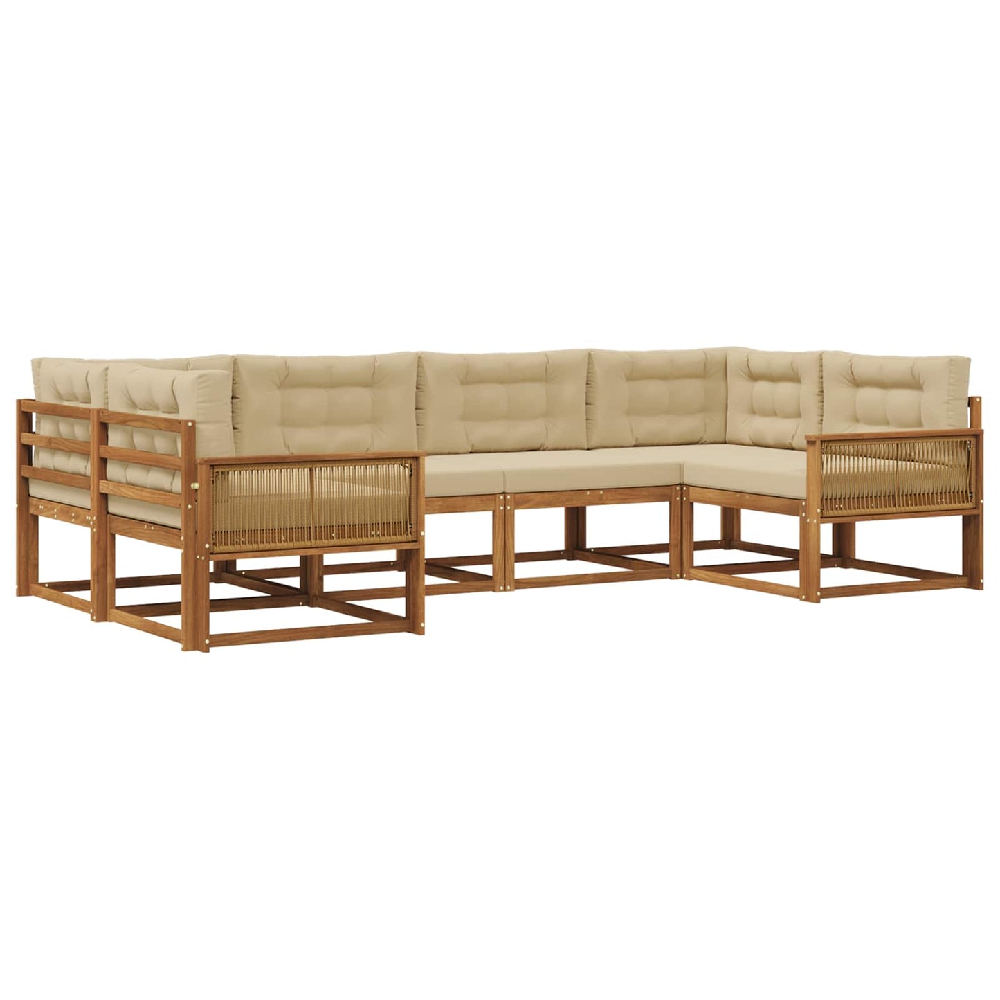 Set di divani da esterno con cuscino 6 pcs Naturale e Beige