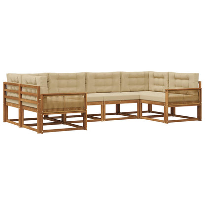 Set di divani da esterno con cuscino 6 pcs Naturale e Beige