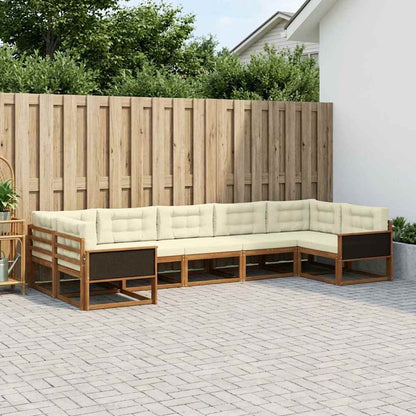 Set di divani da esterno con cuscino 7 pcs Naturale e Crema