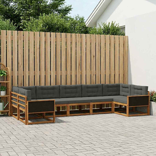 Set di divani da esterno con cuscino 7 pcs Naturale e Antracite | homemem39