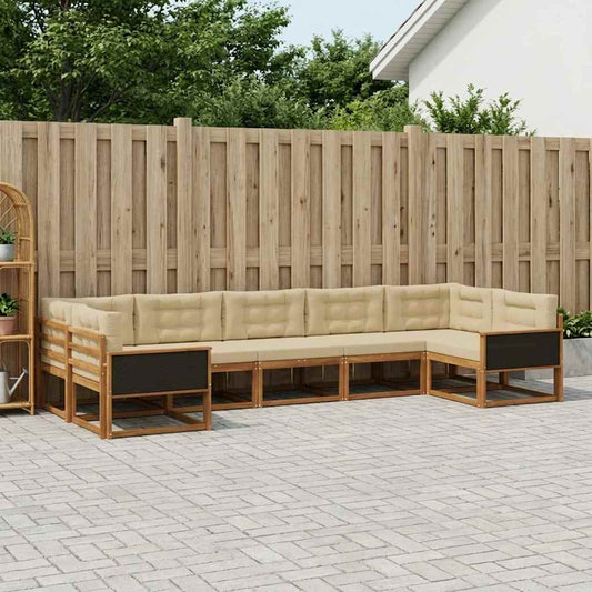 Set di divani da esterno con cuscino 7 pcs Naturale e Beige | homemem39