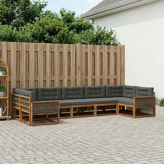 Set di divani da esterno con cuscino 7 pcs Naturale e Antracite | homemem39