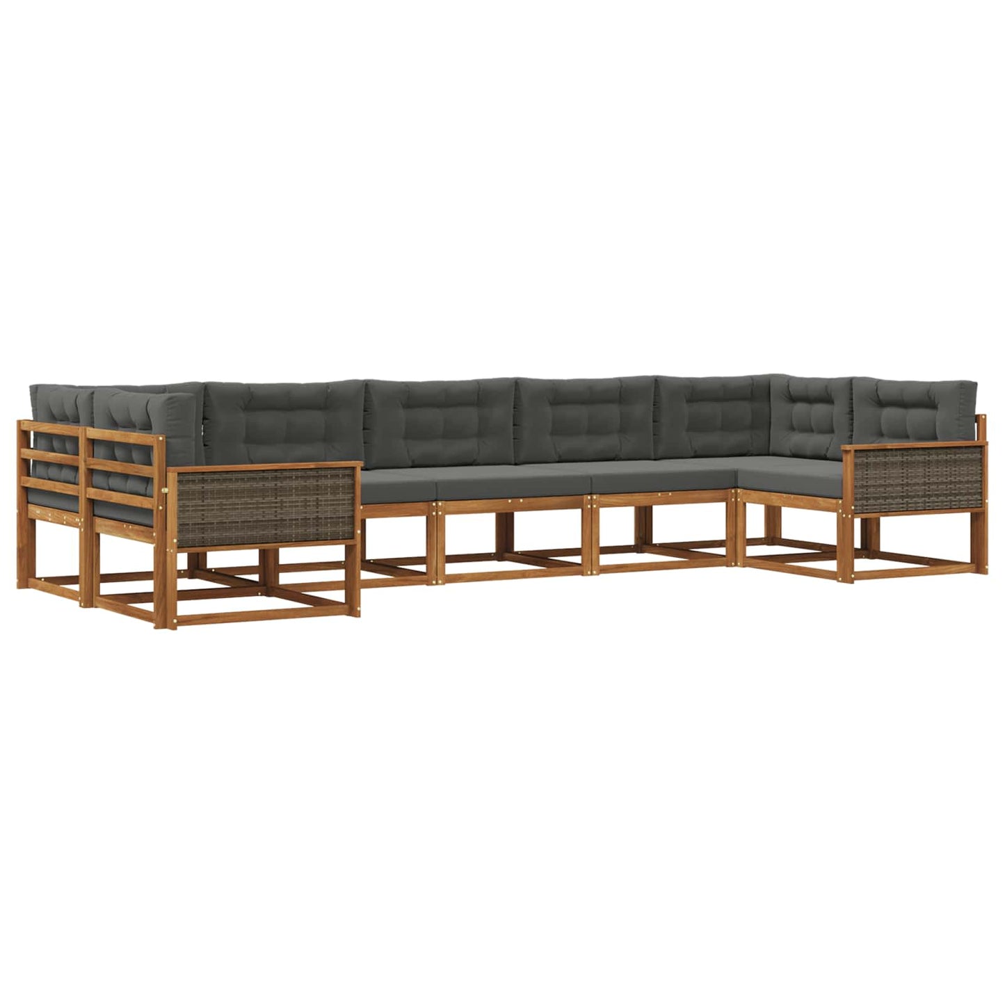 Set di divani da esterno con cuscino 7 pcs Naturale e Antracite | homemem39