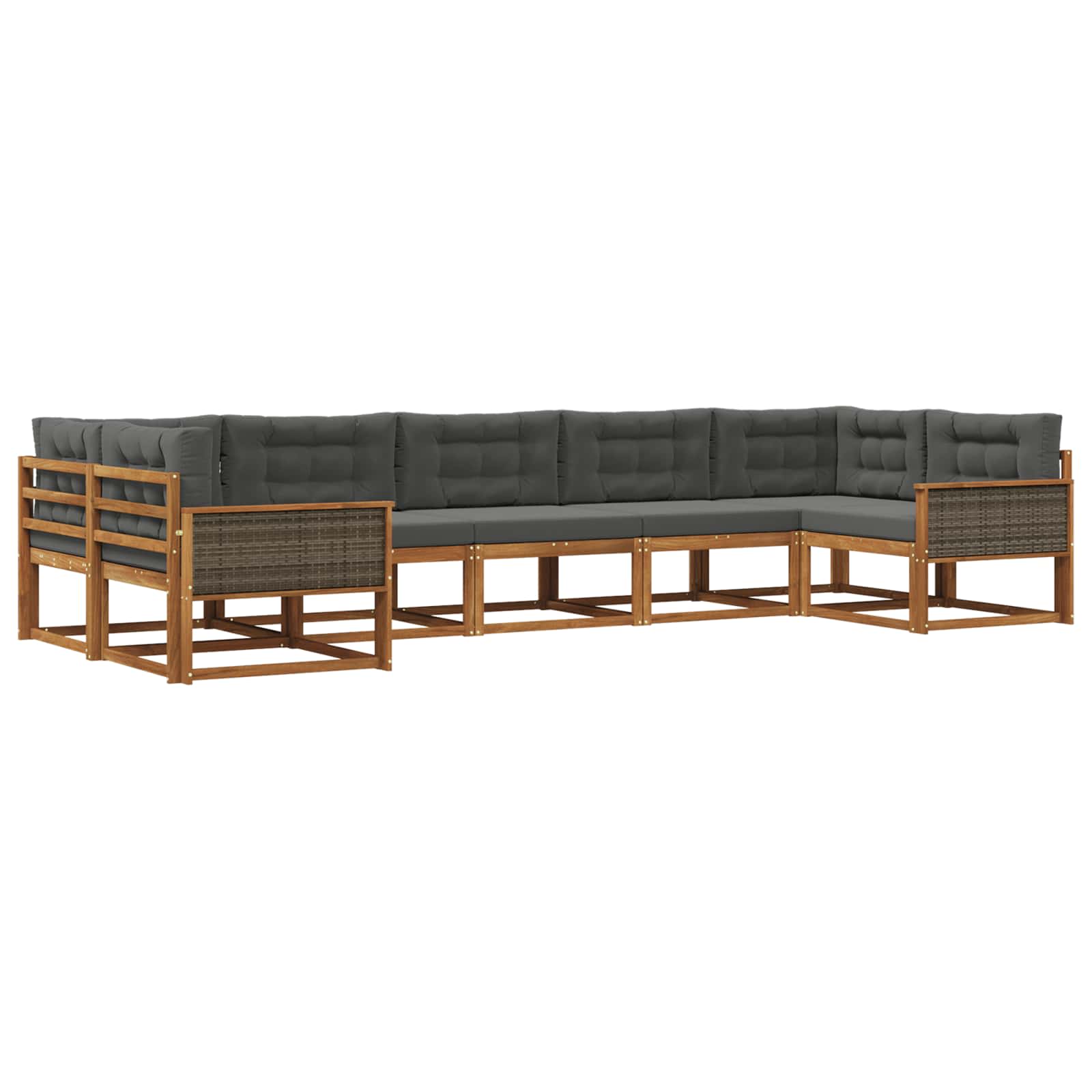 Set di divani da esterno con cuscino 7 pcs Naturale e Antracite | homemem39