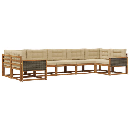 Set di divani da esterno con cuscino 7 pcs Naturale e Beige | homemem39