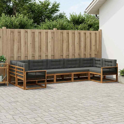 Set di divani da esterno con cuscino 7 pcs Naturale e Antracite | homemem39